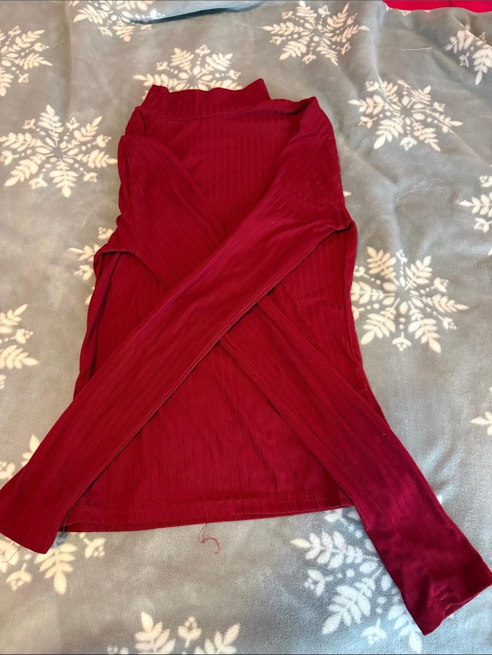 Rue21 Red Ribbed Long Sleeve Skirt